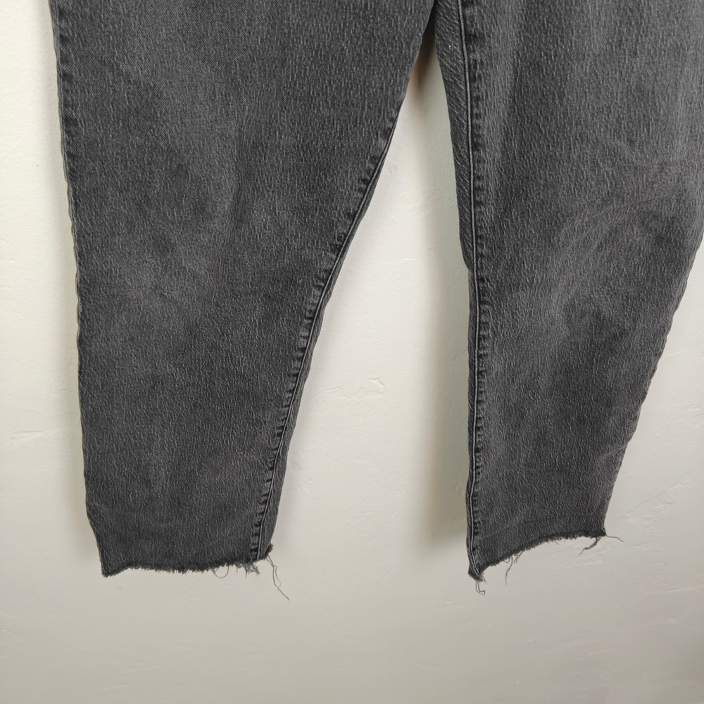 Madewell Womens 90s Straight Crop Jeans 31 Black Raw Hem High Rise DM6799 Grunge - Picture 4 of 9